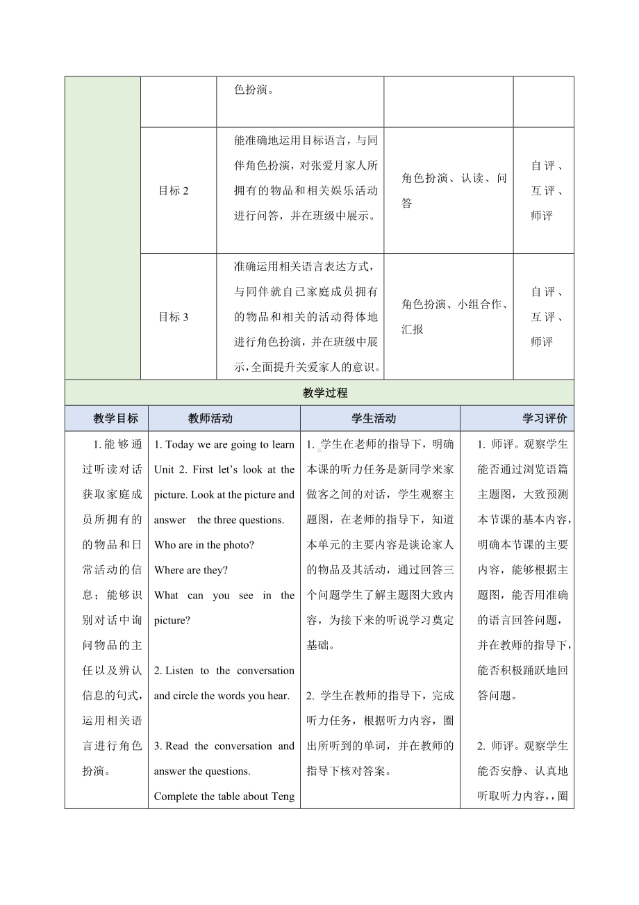 Unit 2 We're Family Section A What is your family like 2a-2e（教学设计）-2024新人教版七年级上册《英语》.docx_第3页