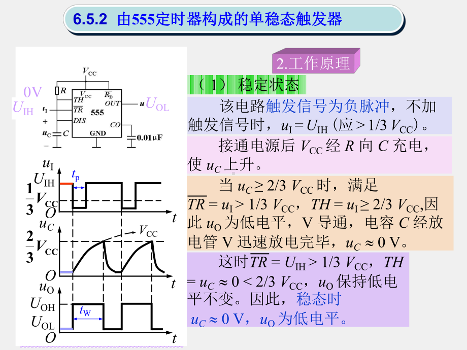 《数字电子技术》课件6.5.2由555定时器构成单稳态触发器.ppt_第3页