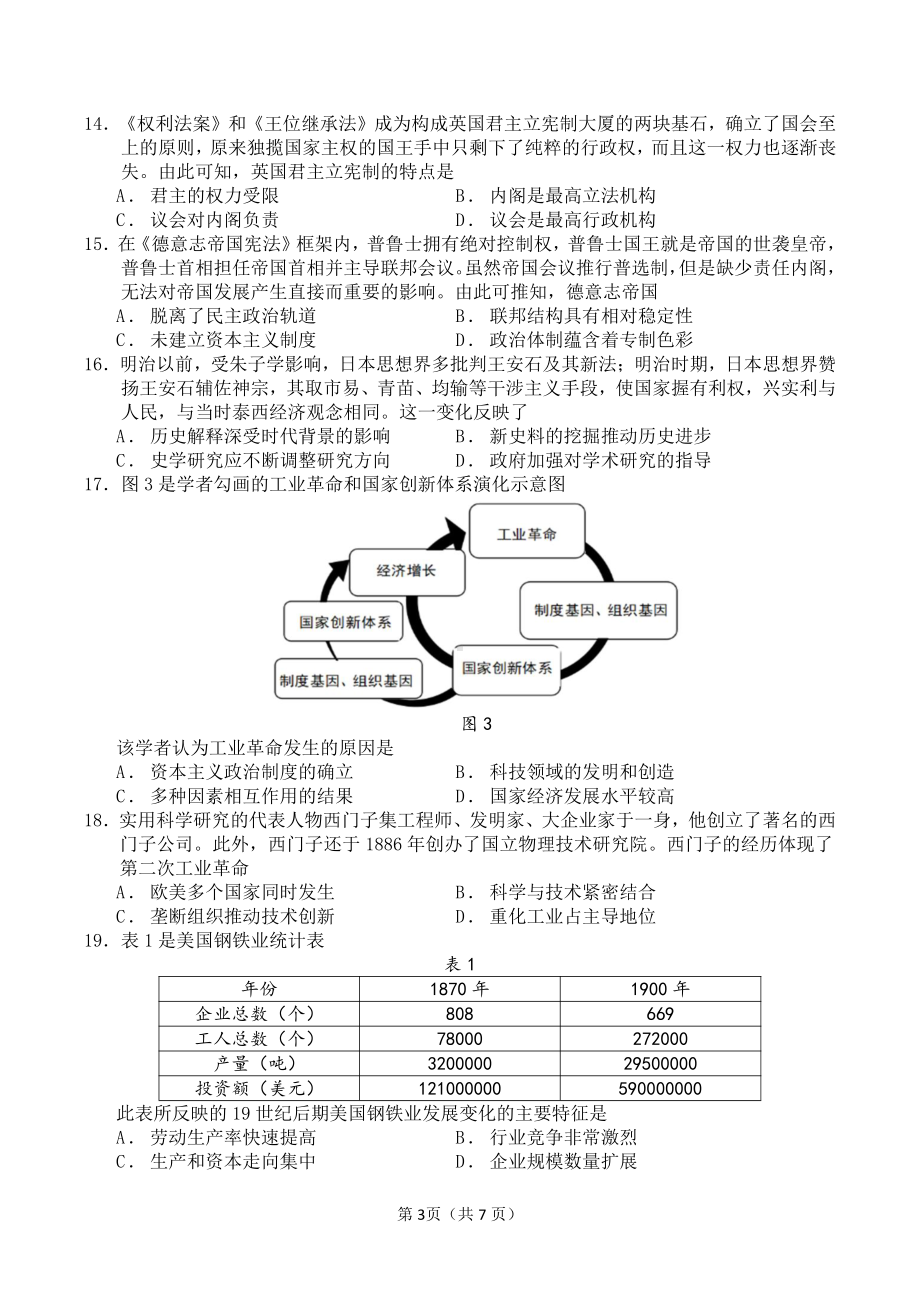 [考试题]福建省福州1中学2023-2024学年高一下学期第四学段模块考试（期末）历史试卷.pdf_第3页