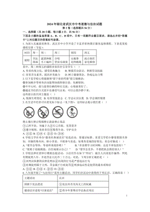 [真题]2024年湖北省武汉市中考道德与法治真题（含答案）.docx