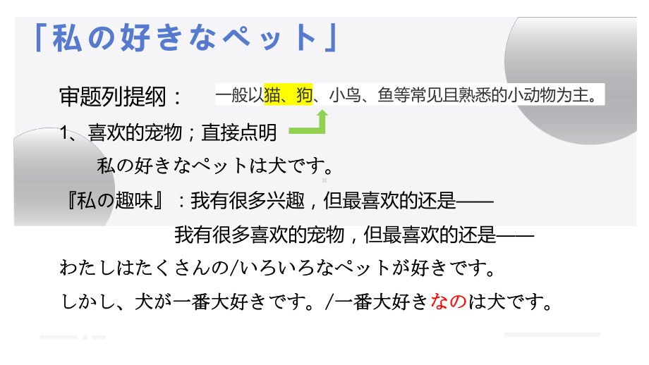 基础写作＋私のペット／私の友達（ppt课件）-2024新人教版《初中日语》必修第二册.pptx_第1页