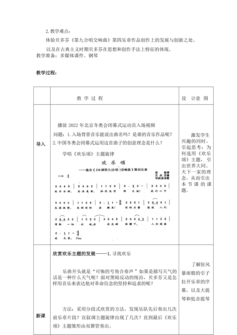 13.25 第九“合唱”交响曲 教学设计 -2024新人音版（2019）《高中音乐》必修音乐鉴赏.docx_第2页