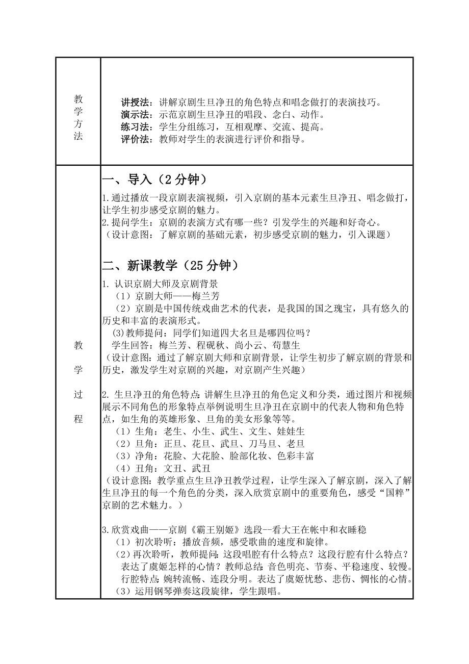 4.7 京剧传统戏 教学设计-2024新人音版（2019）《高中音乐》必修音乐鉴赏.docx_第2页