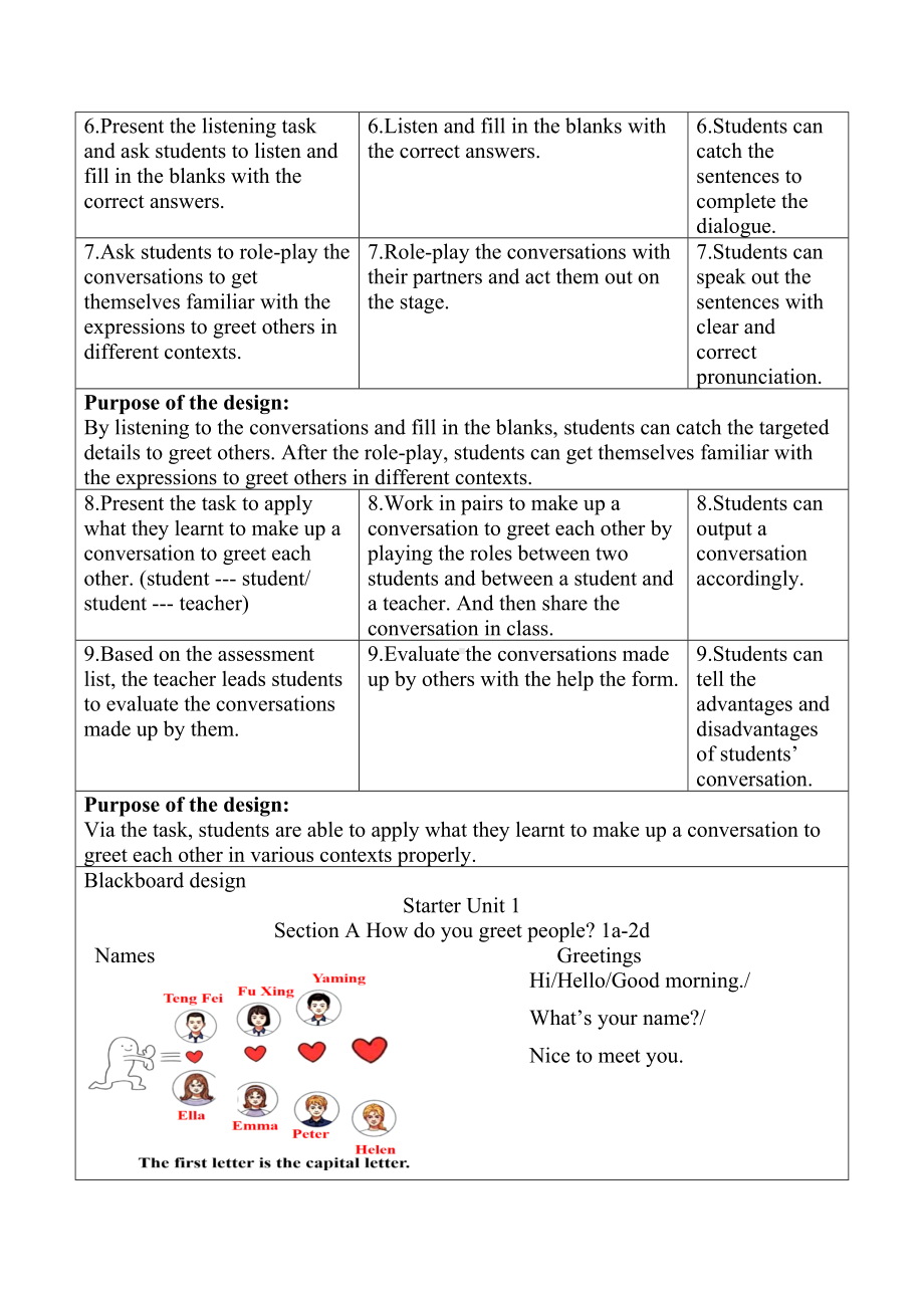 Starter Unit 1 Hello Section A 1a~2d教学设计-2024新人教版七年级上册《英语》.docx_第3页