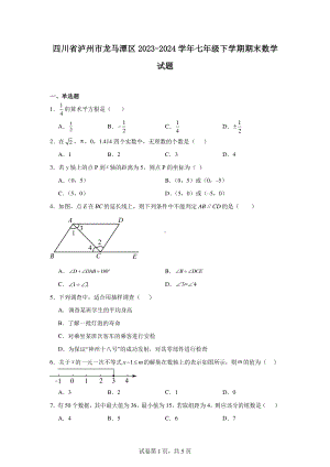 四川省泸州市龙马潭区2023-2024学年七年级下学期期末数学试题.pdf