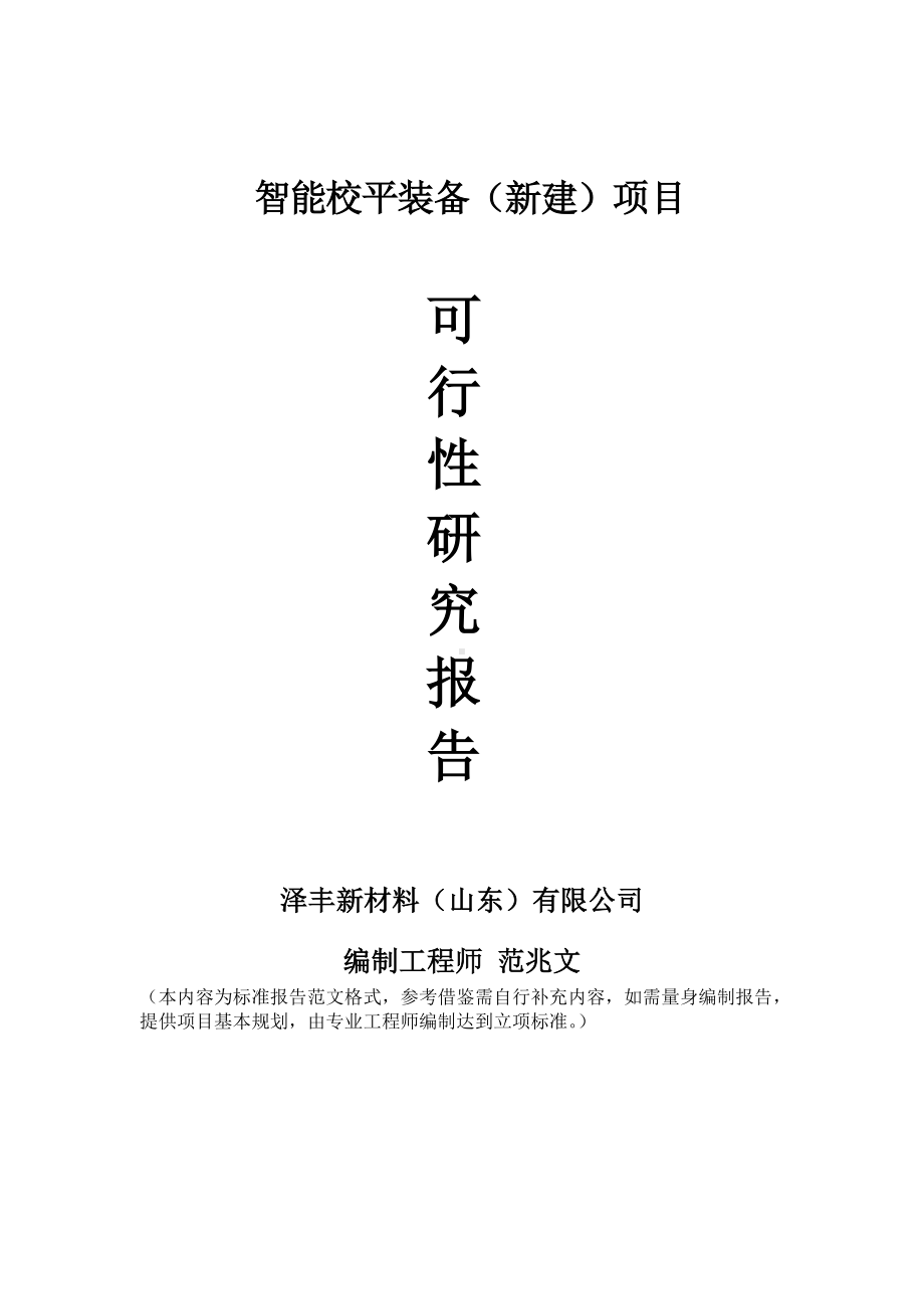 智能校平装备建议书可行性研究报告备案可修改案例模板.doc_第1页