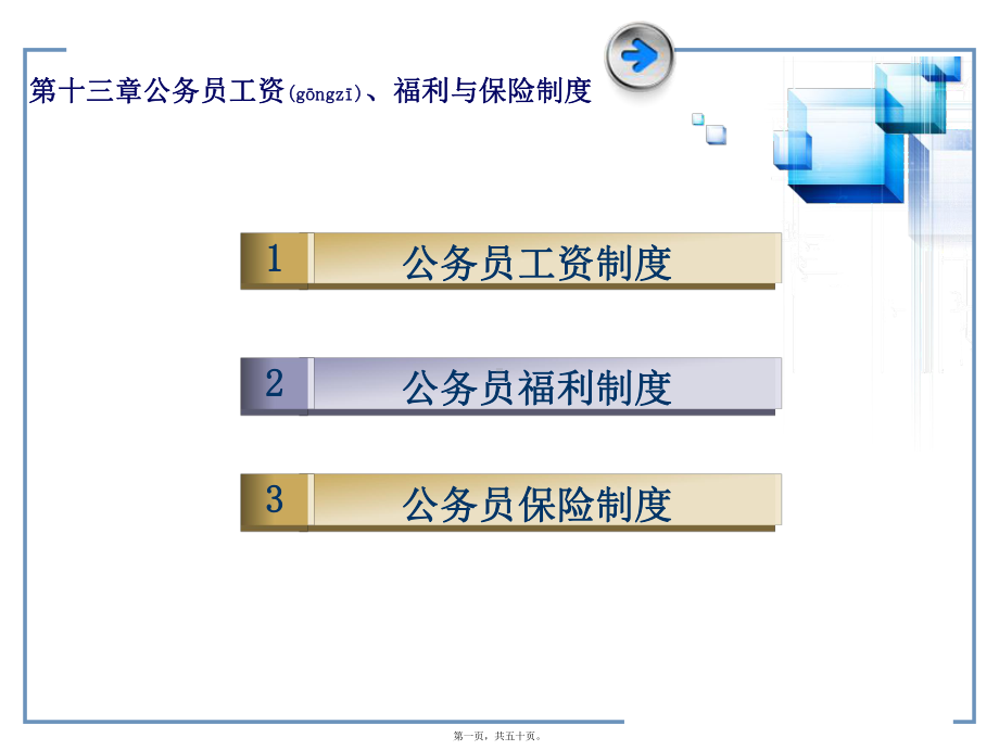 第十章公务员工资福利与保险制度课件.ppt（50页）_第1页