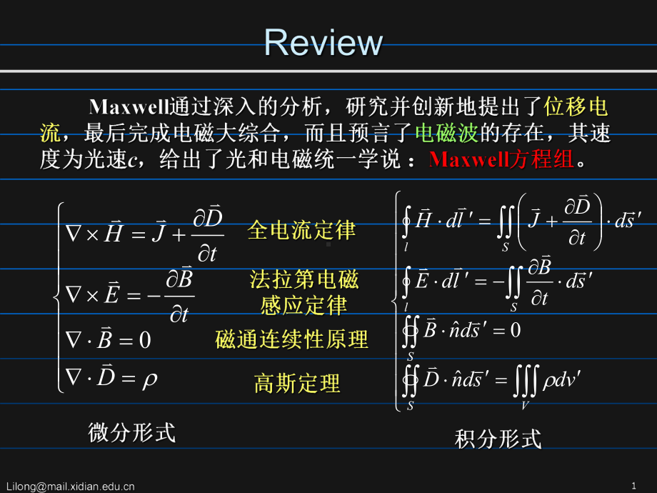 第16讲麦克斯韦方程组00B422课件.ppt（48页）_第1页