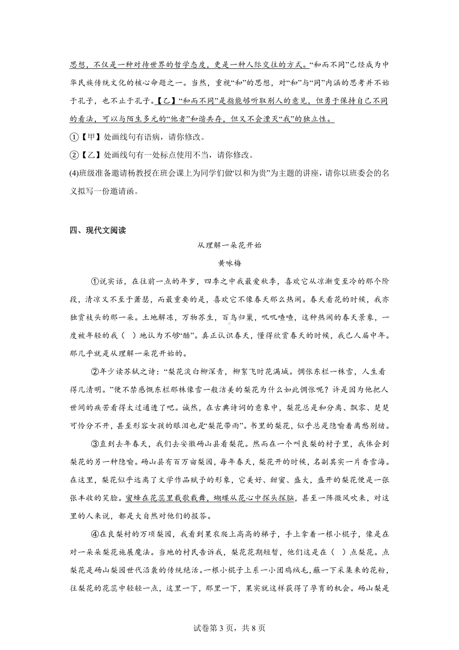 2024年安徽省合肥市第四十五中学中考三模语文试题.docx_第3页