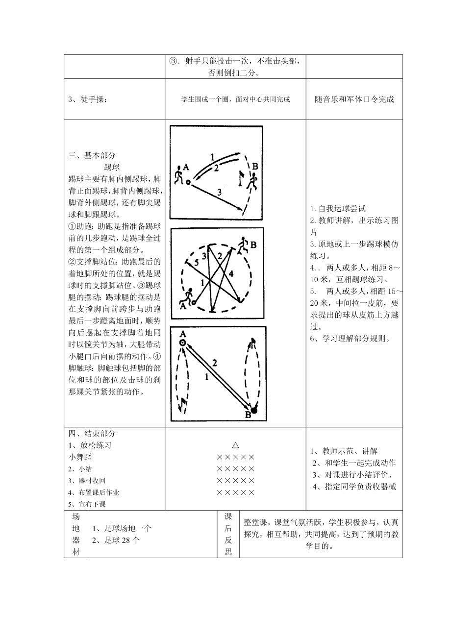 8.1 足球踢球 教学设计-2023-2024学年高一上学期体育与健康人教版必修第一册.docx_第2页