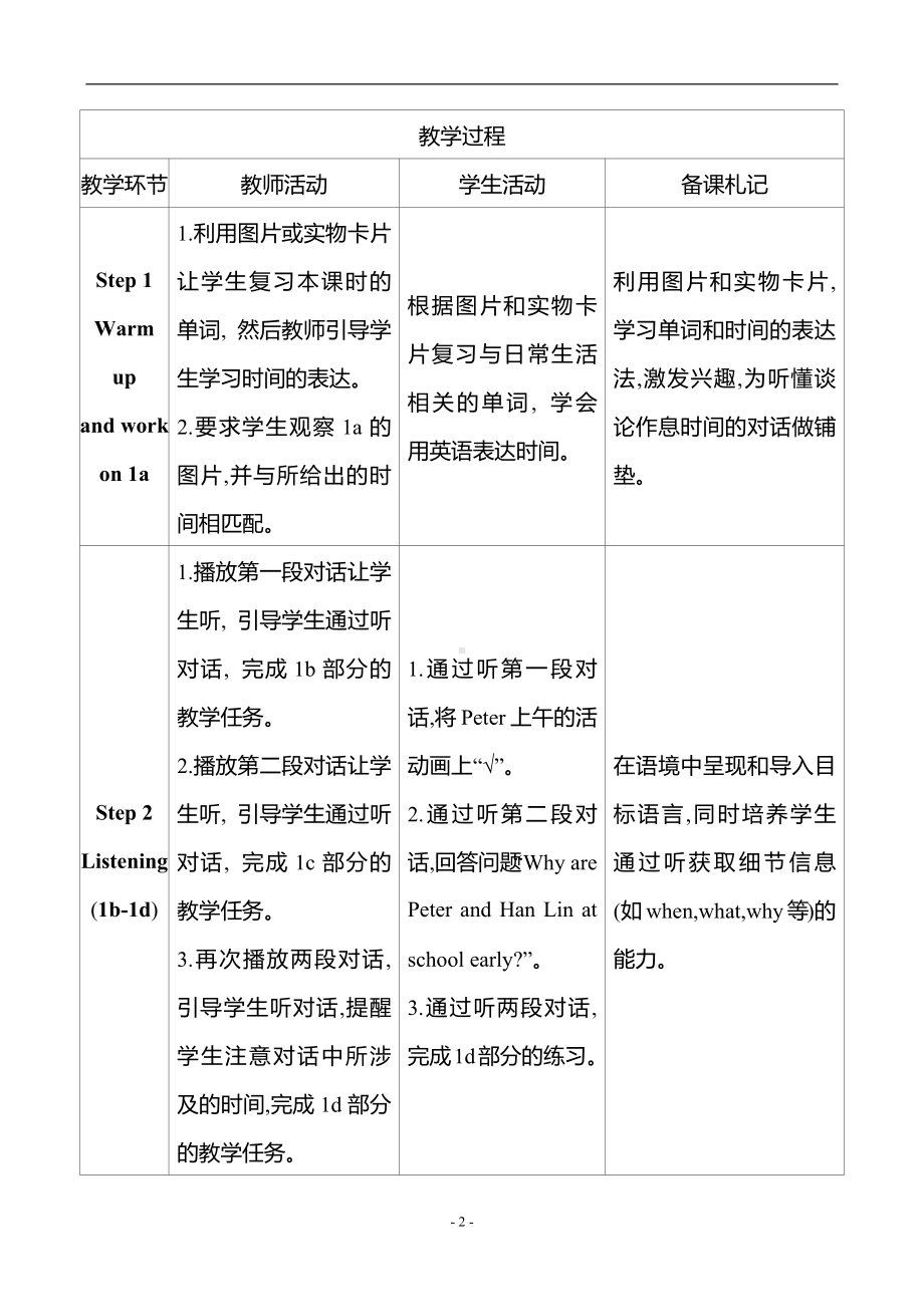 人教版（2024版）七年级上册Unit 6　A Day in the Life 教案(表格式）.docx_第2页