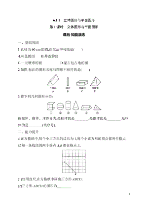 6.1.1　立体图形与平面图形 同步练习（含详解）-2024新人教版七年级上册《数学》.docx