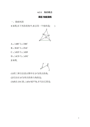 6.3.1　角的概念 同步练习（含详解）-2024新人教版七年级上册《数学》.docx