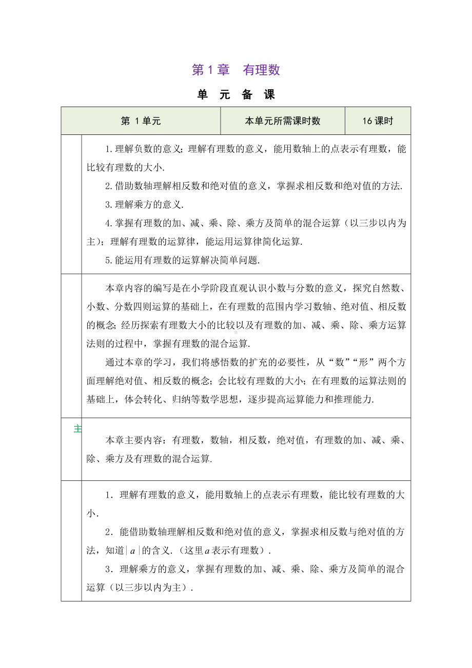 1.1 正数和负数第1课时 具有相反意义的量教学设计 （表格式）-2024新冀教版七年级上册《数学》.docx_第1页