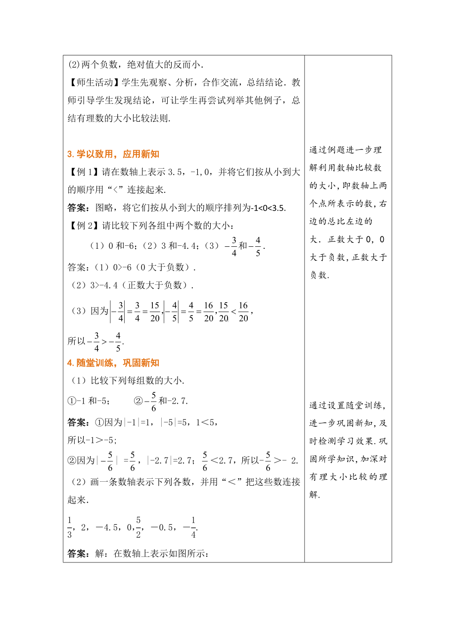 1.4 有理数的大小教学设计 （表格式）-2024新冀教版七年级上册《数学》.docx_第3页