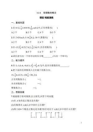 1.2.1　有理数的概念 同步练习（含详解）-2024新人教版七年级上册《数学》.docx