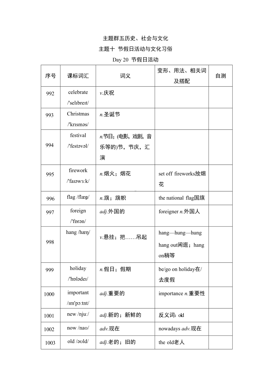 主题十 节假日活动与文化习俗 外研版2024-2025学年辽宁省中考英语.doc_第1页