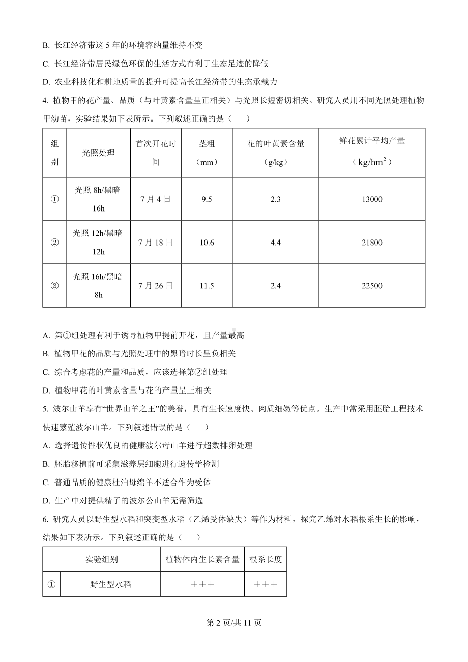 2024年高考新课标湖北卷生物真题.docx_第2页