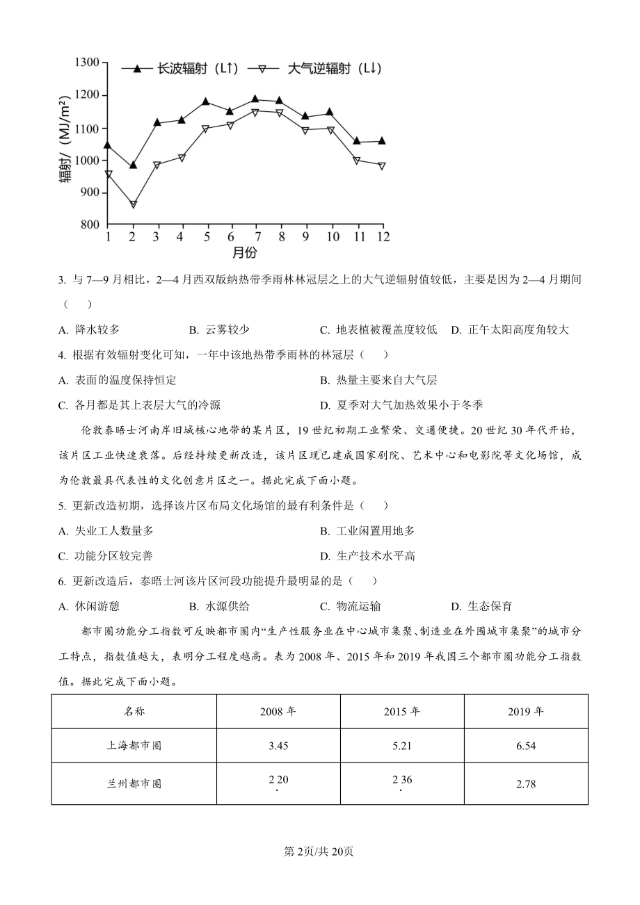 2024年广东省高考（地理）科目（真题卷+答案解析版）.pdf_第2页