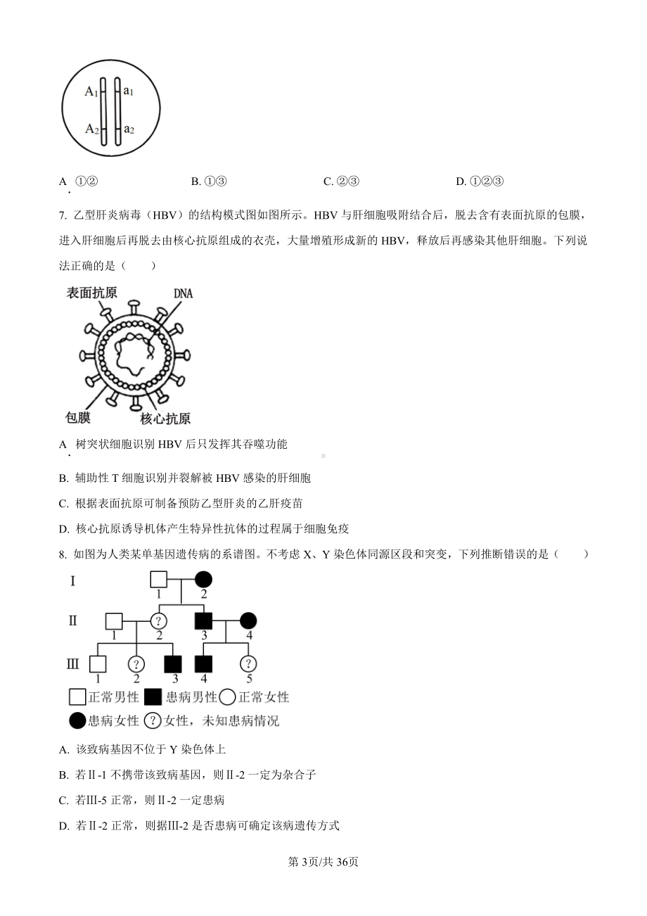 2024年新课标高考真题山东卷（生物）科目（真题卷+答案解析版）.pdf_第3页