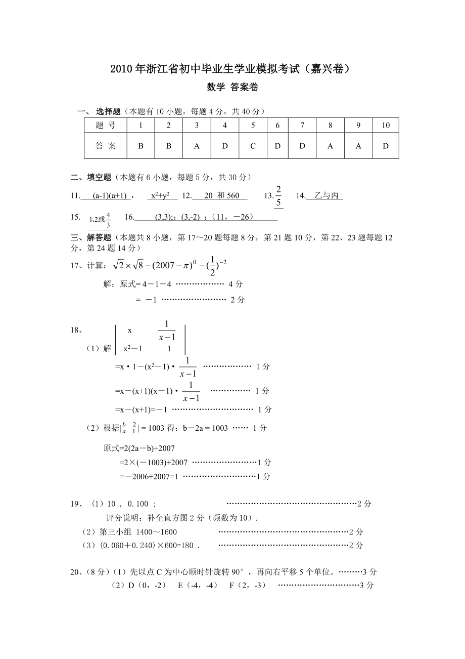 2010年浙江省初中毕业生学业模拟考试（嘉兴卷）.rar