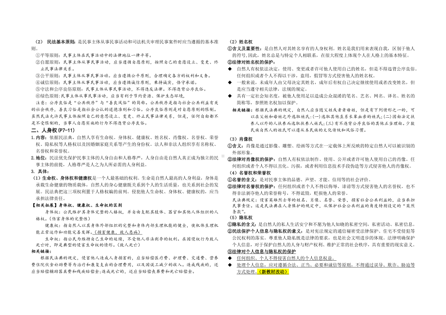 法律与生活 知识整理-2025届高考政治一轮复习统编版选择性必修二 .docx_第2页