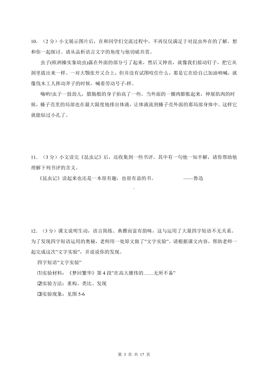 统编版八年级上册语文第五单元主题情境测试卷（含答案解析）.docx_第3页