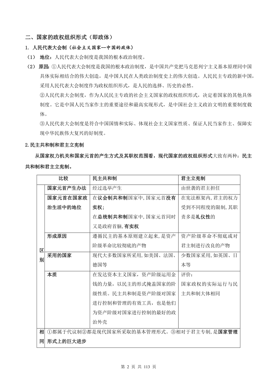 2025届高考政治一轮复习：统编版选择性必修1、2、3共3册知识点考点提纲汇编.docx_第2页