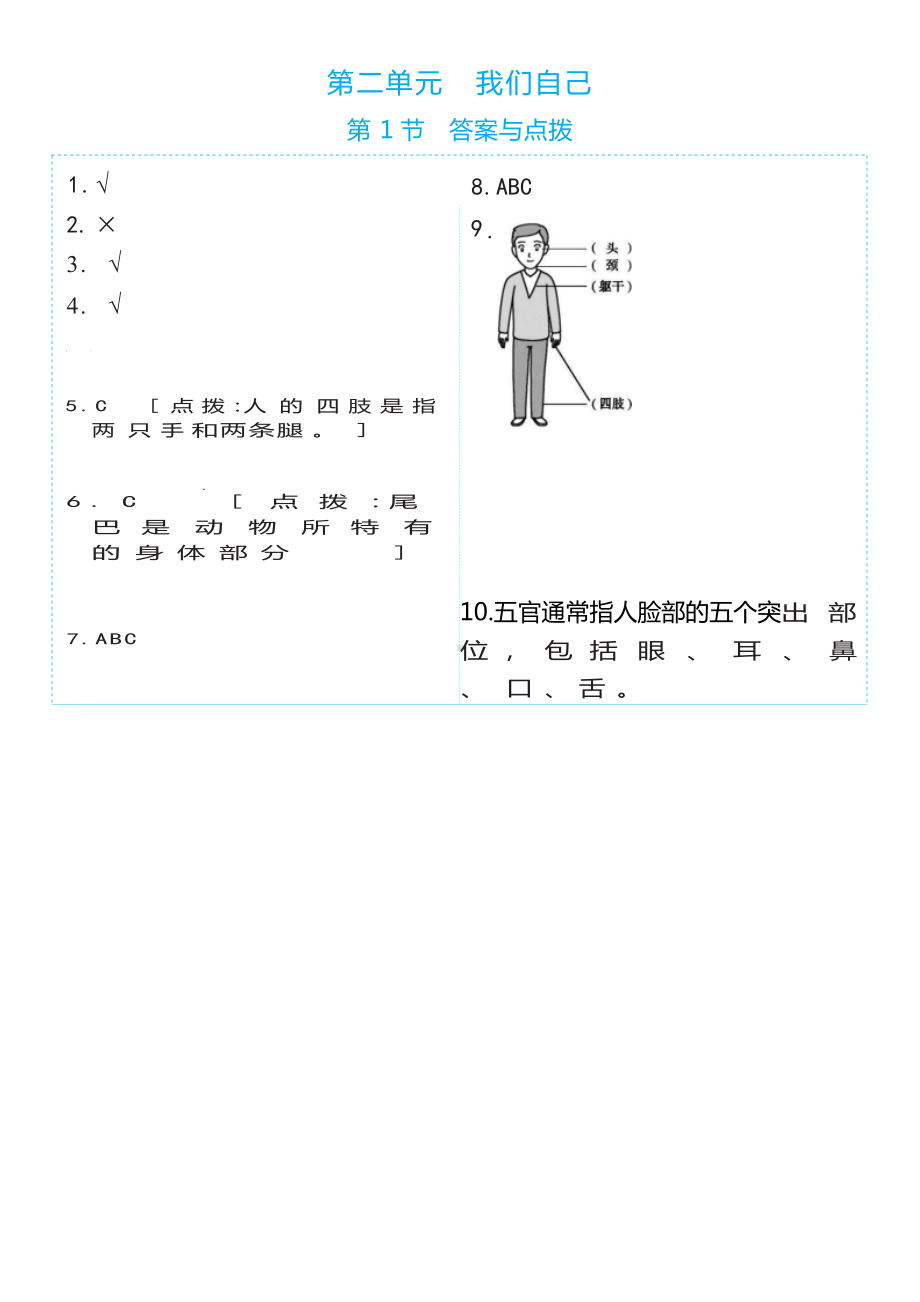 2.1 我们的身体（同步练习）-2024新教科版一年级上册《科学》.docx_第2页