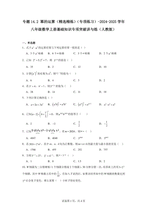 幂的运算(精选精练)(专项练习)-2024-2025学年八年级数学上册基础知识专项突破.pdf