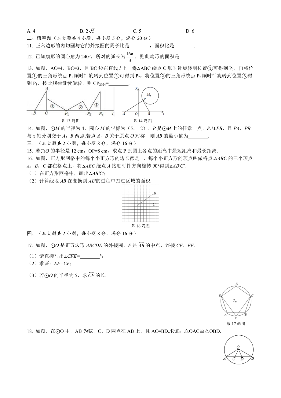 第24章 圆 达标测试卷 沪科版数学九年级下册.docx_第2页