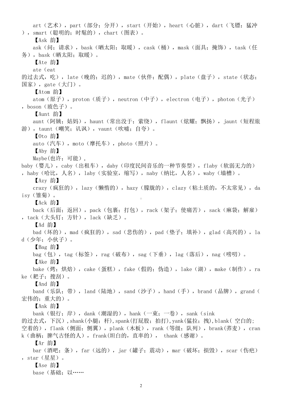 高中英语2025届高考相同韵脚单词系列1018.doc_第2页