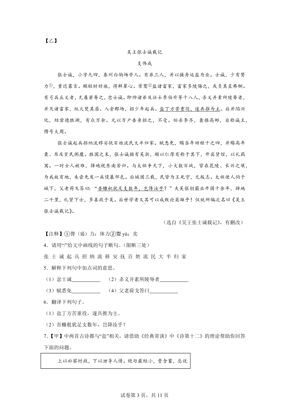 2024年江苏省盐城市两校联考中考二模语文试题.docx_第3页