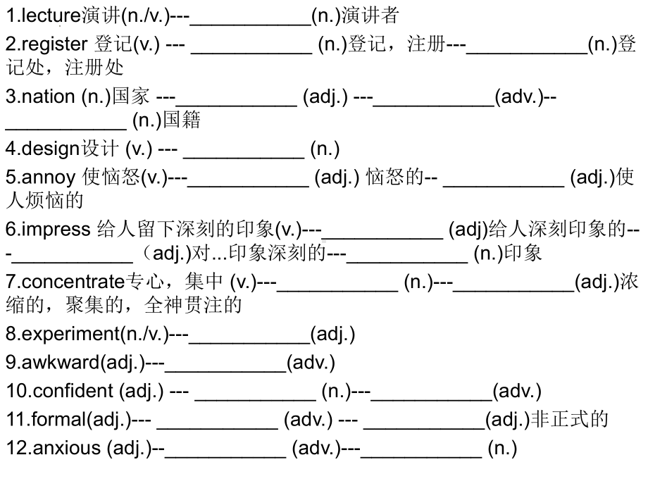 2025届高三英语一轮复习人教版（2019）必修第一册词形变化检测 （ppt课件）.pptx_第1页