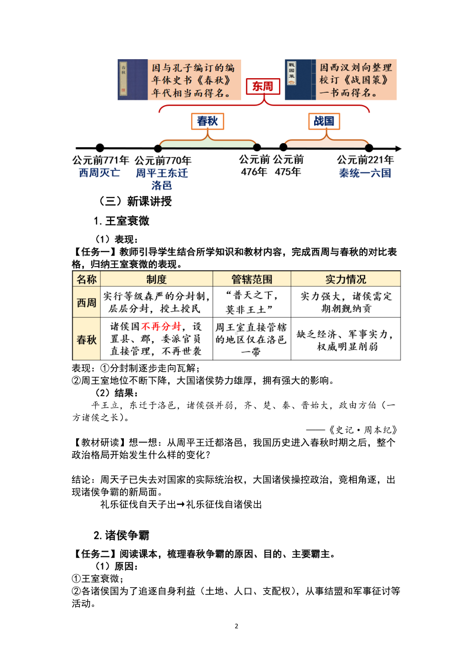 历史部编版（2024）7年级上册第5课 动荡变化中的春秋时期 教案01.docx_第2页