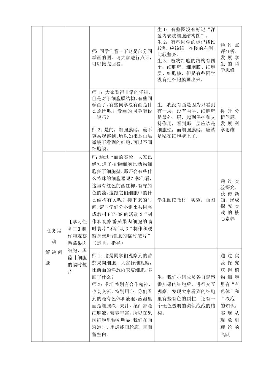 2.2.1细胞的基本结构和功能（植物细胞的结构与功能）教学设计 -2024新北师大版七年级上册《生物》.docx_第3页