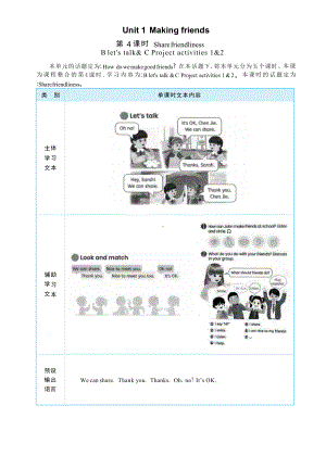 Unit 1 Making friends Part B let's talk&C Project activities 1&2 大单元整体教学设计.docx