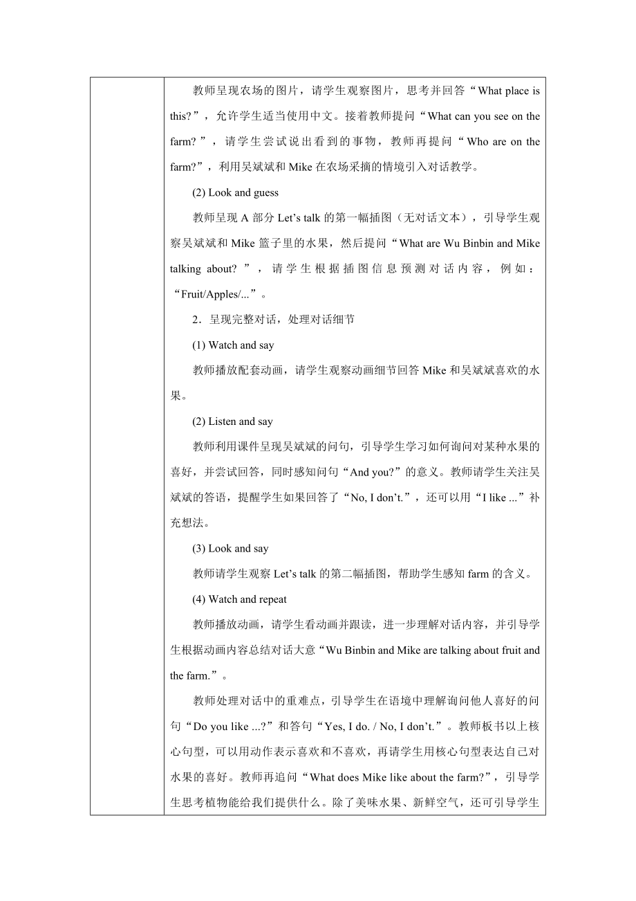 PEP三上英语Unit 4Part A Let's talk优质课教学设计.docx_第2页