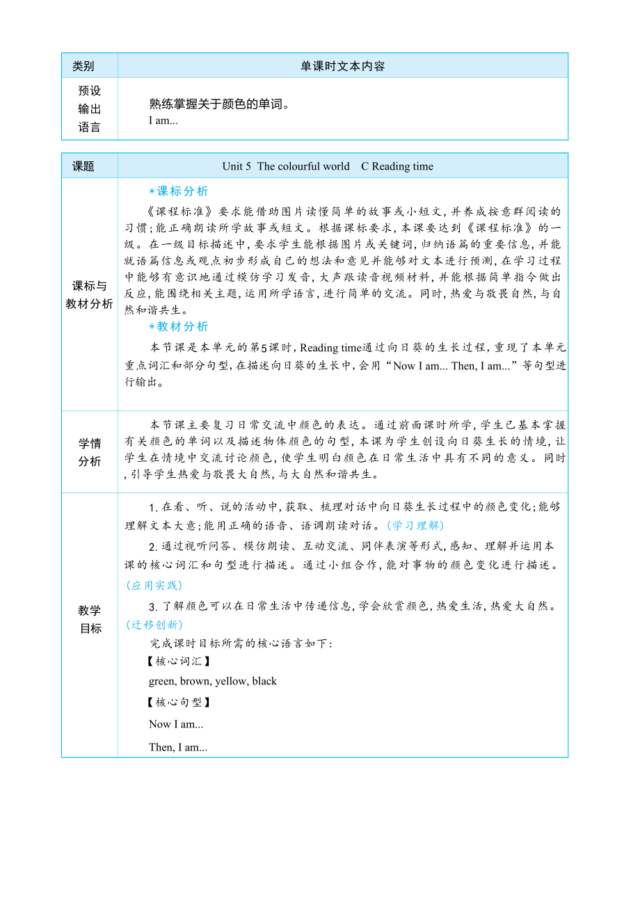 Unit 5 The colourful world Part C Reading time大单元整体教学设计.docx_第2页