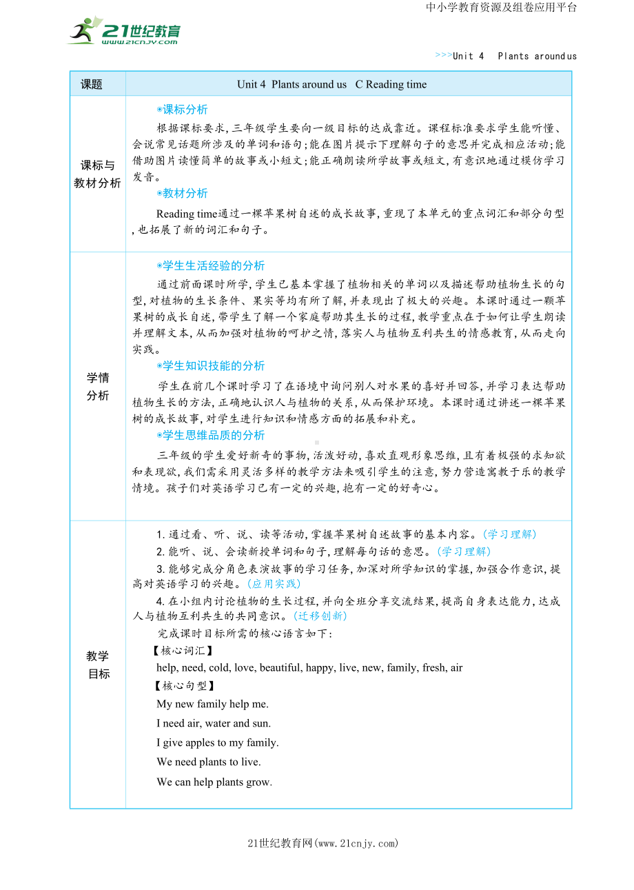 Unit 4Plants around us Part C Reading time大单元整体教学设计.docx_第2页