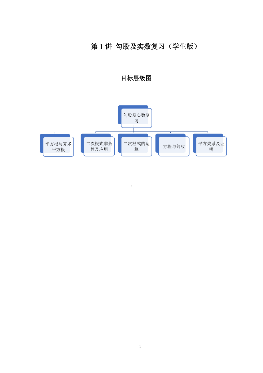 2023-2024学年北师版八年级数学寒假专题基础作业 第1节勾股及实数复习（含答案）.docx_第1页