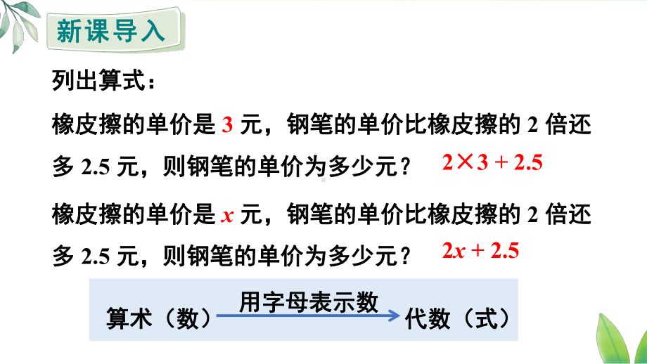 3.2列代数式表示数量关系（课件）人教版（2024）数学七年级上册.pptx_第2页