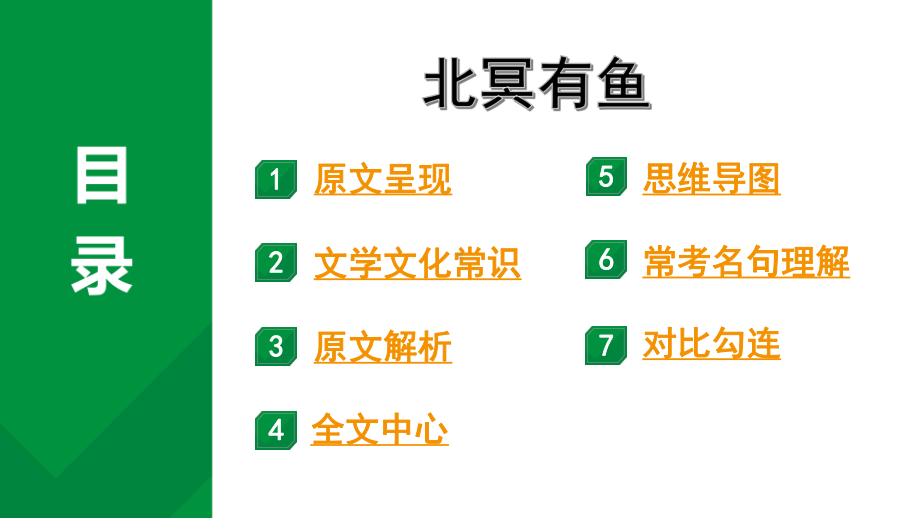 2024成都语文中考试题研究备考 古诗文阅读 专题一 文言文阅读 北冥有鱼“三行对译”（讲）【课件】.pptx_第1页