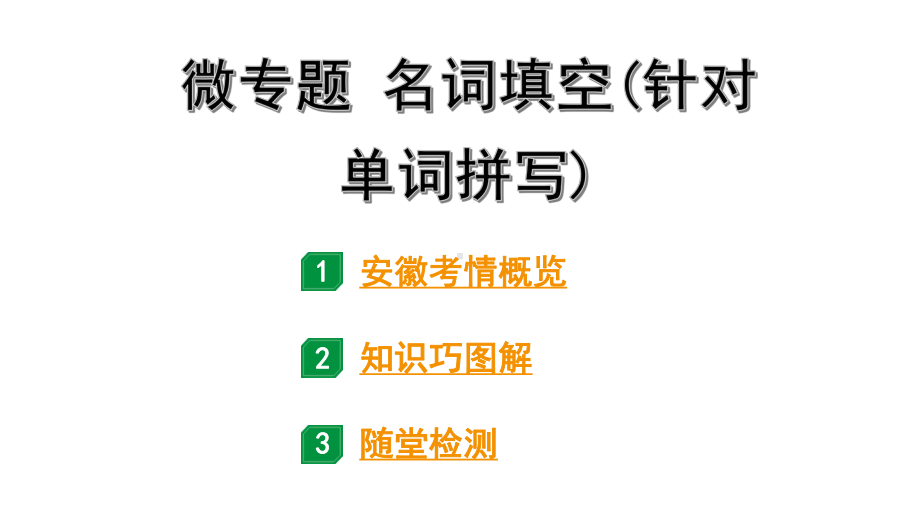 2024安徽中考英语二轮复习 微专题 名词填空（针对单词拼写）（课件）.pptx_第1页