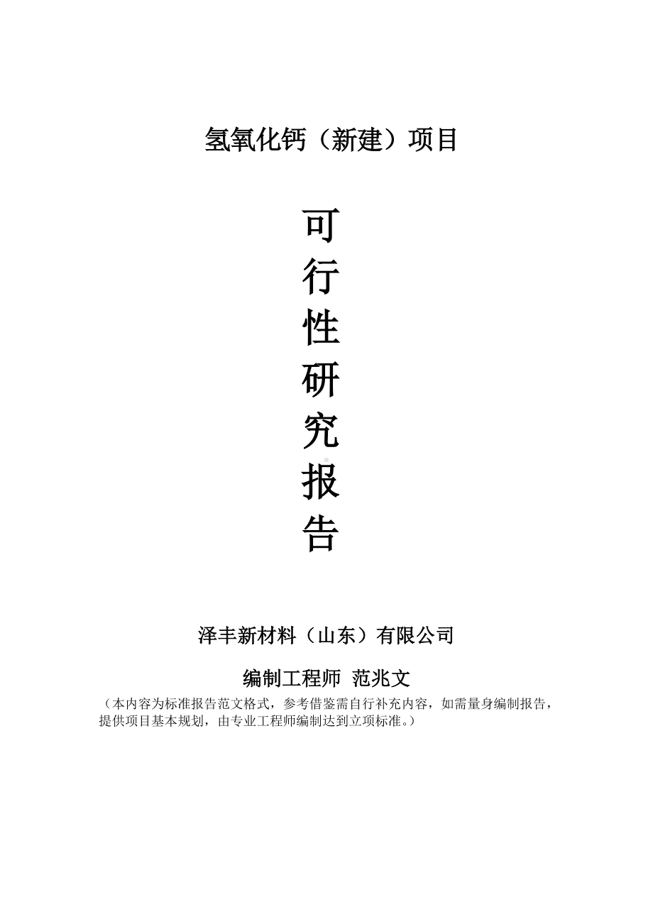 氢氧化钙建议书可行性研究报告备案可修改案例模板.doc_第1页