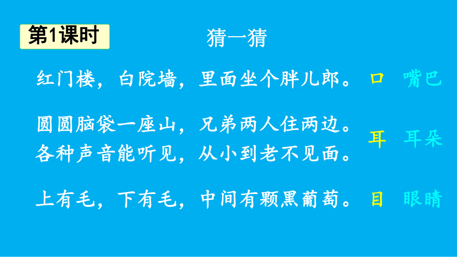 小学语文新部编版一年级上册第一单元第3课《口耳目手足》作业课件（2024秋）.pptx_第2页