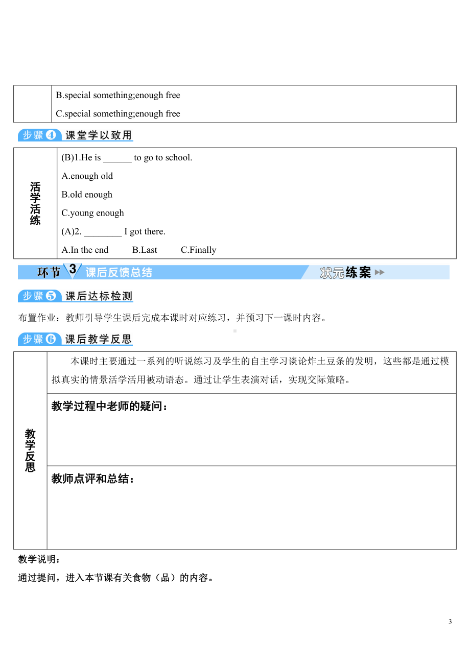 人教新目标版九年级全一册英语Unit 6 Section B 第3课时(导学案).doc_第3页