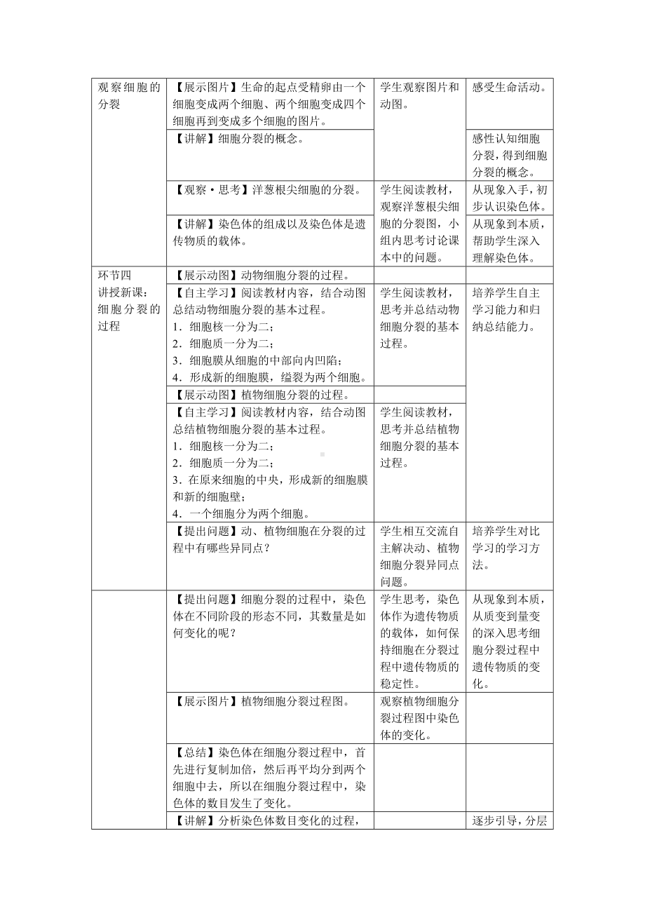 1.2.1细胞的分裂和分化教学设计-2024新苏教版七年级上册《生物》.docx_第2页