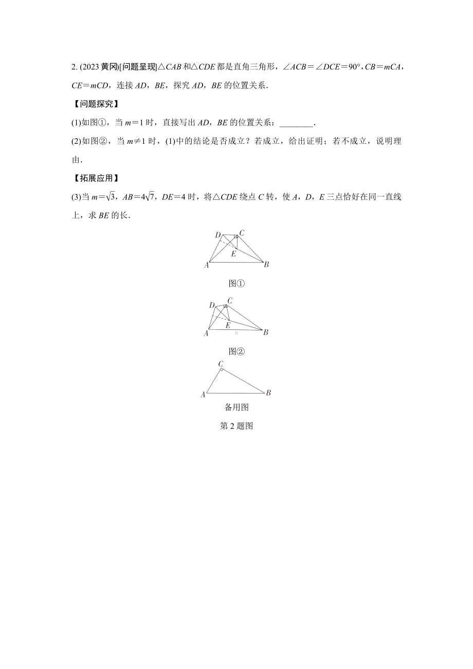 2024成都中考数学第一轮专题复习之第四章 微专题 手拉手模型解决全等、相似问题 知识精练(含答案).docx_第2页