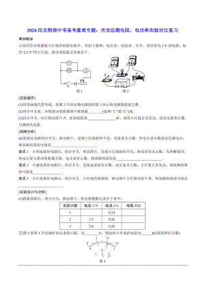 2024河北物理中考备考重难专题：伏安法测电阻、电功率实验对比复习（课后练）.docx